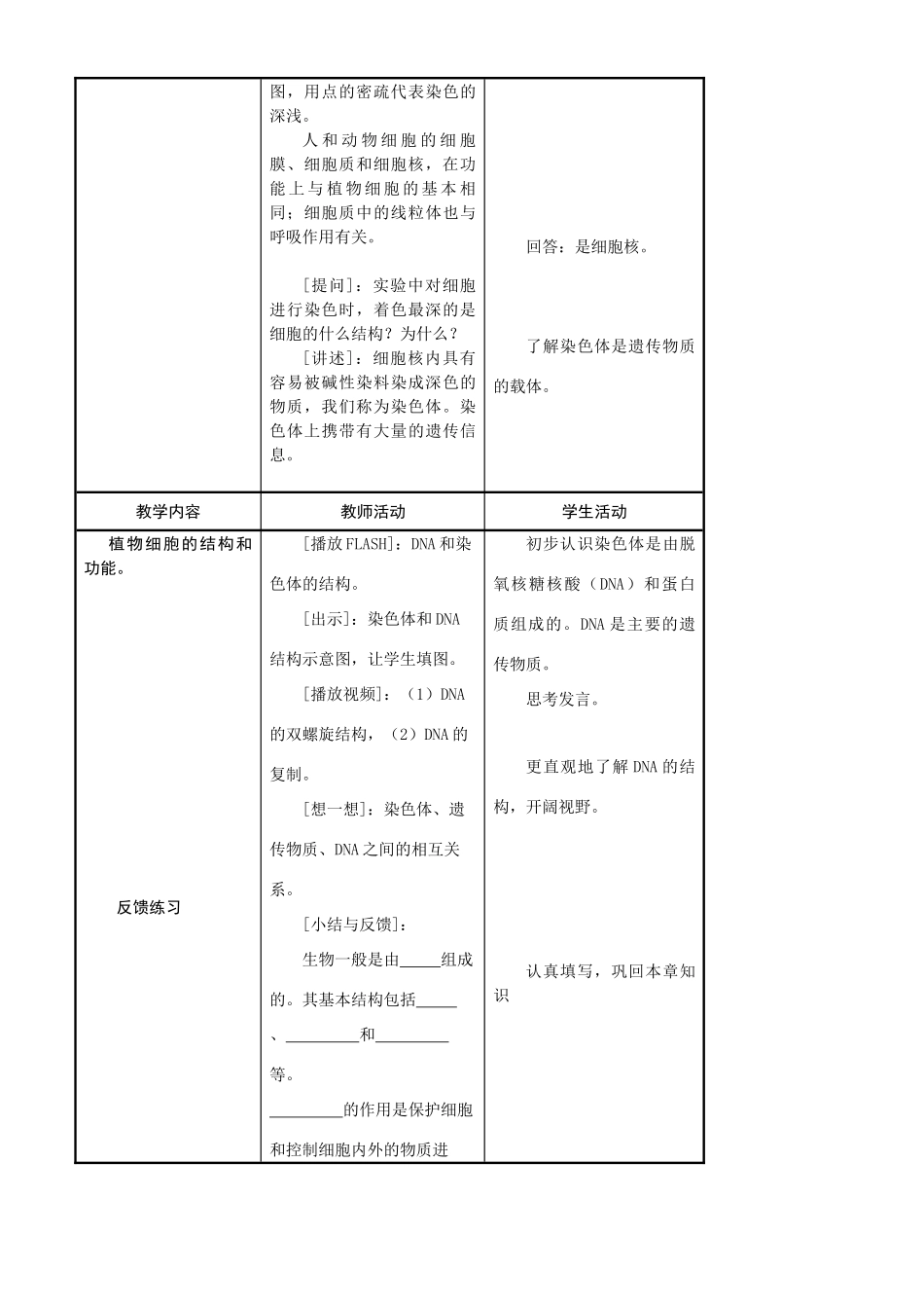 七年级生物上册 3-2人和动物细胞的结构和功能教案苏教版_第3页