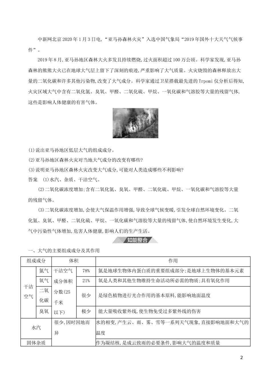 （3年高考2年模拟）新教材高考地理 第二章 地球上的大气 第一节 大气的组成和垂直分层讲义 新人教版必修第一册-新人教版高三第一册地理教案_第2页