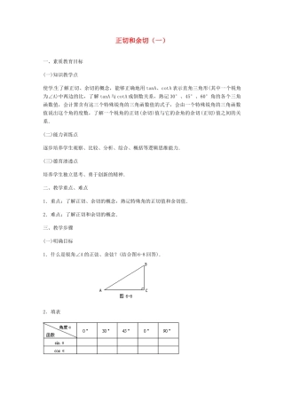 内蒙古巴彦淖尔市乌中旗二中九年级数学 《正切和余切（一）》教案