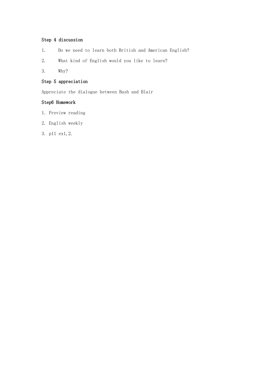 高中英语 unit 2《Englishi around the World》教案 新人教必修1_第3页