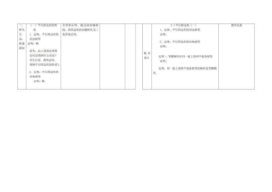 辽宁省凌海市九年级数学上册《3.1平行四边形》教案（1） 人教新课标版_第2页