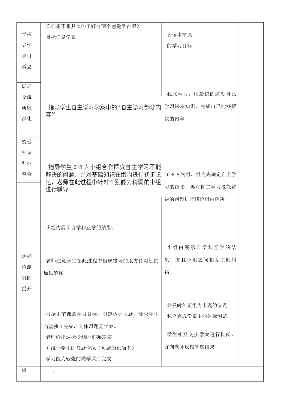 山东省临沂市蒙阴县第四中学七年级生物下册 4.6.1 人体对外界环境的感知教案 （新版）新人教版_第2页