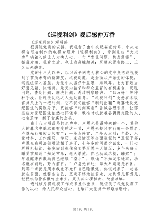 《巡视利剑》观后感仲万香 