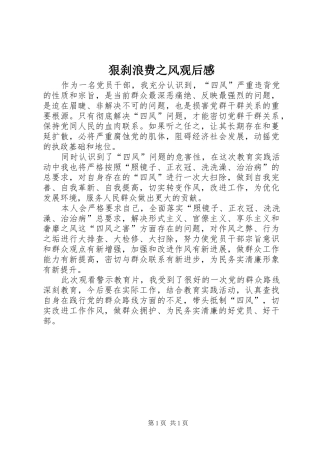 狠刹浪费之风观后感 