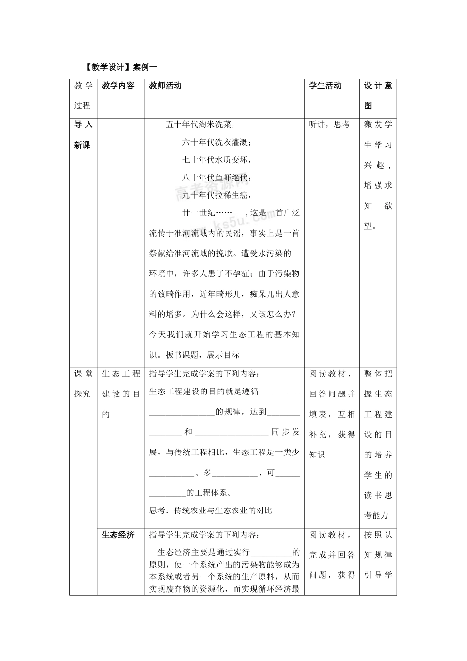 高三生物：2.1.1《生态工程及其原理》教案（1）中图版_第2页