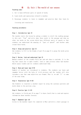 高中英语 Unit1 The world of our senses Word power教案 新人教版必修3-新人教版高一必修3英语教案