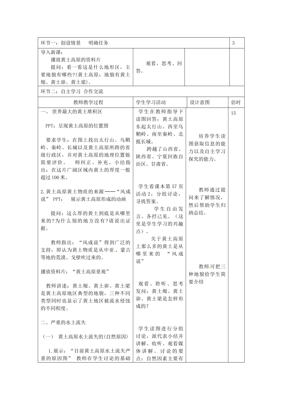 山东省临沭县第三初级中学八年级地理下册《8.1 沟壑纵横的特殊地形区－黄土高原》教案 新人教版_第2页