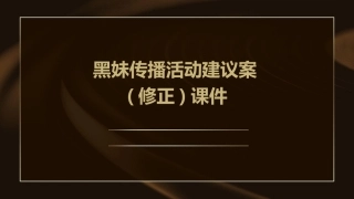 黑妹传播活动建议案(修正)课件