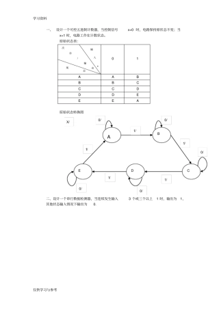 数电综合设计题复习课程