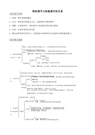 高中生物神经调节与体液调节的关系教案2新课标 人教版 必修3