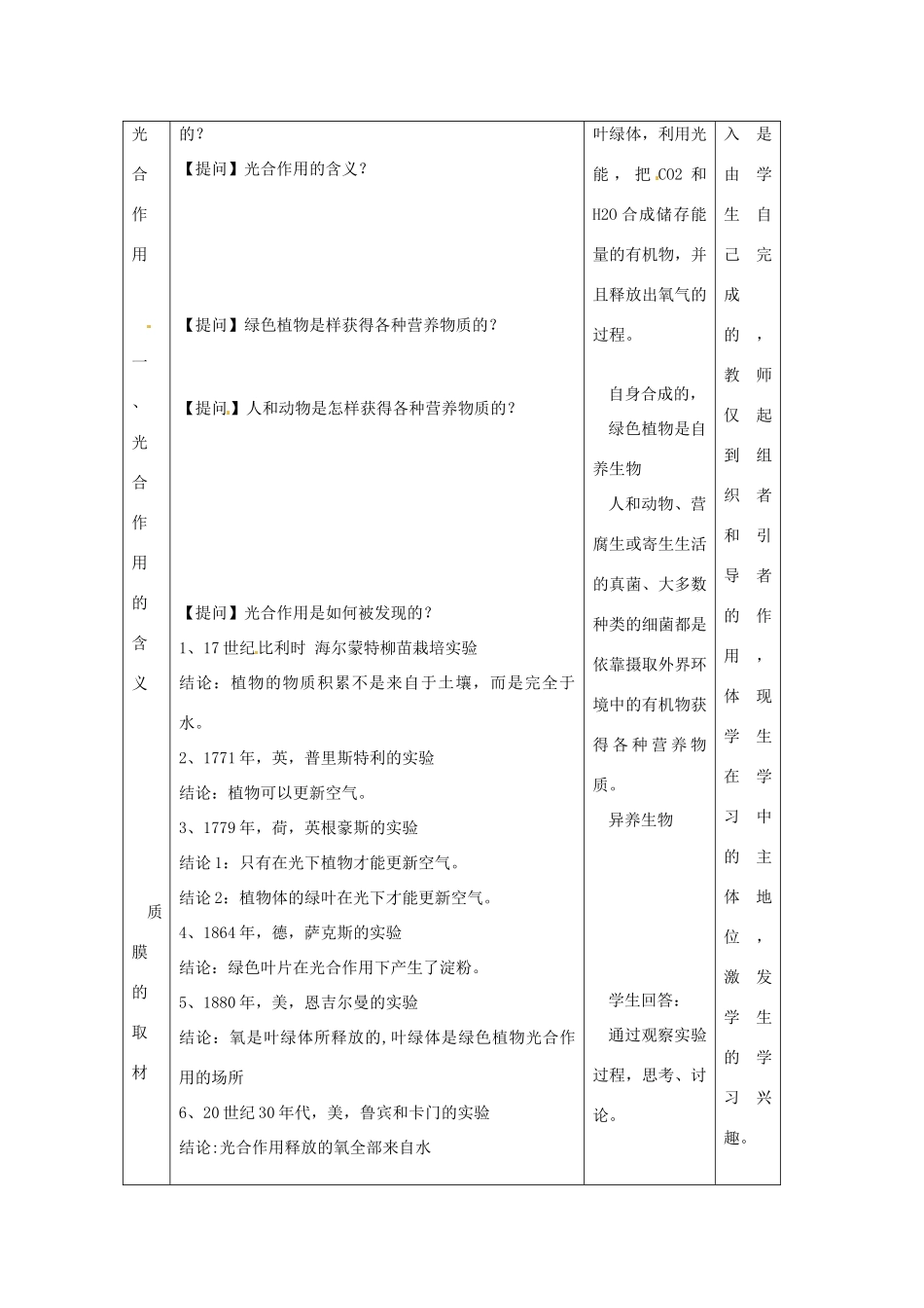 高中生物《光合作用》教案1 浙科版必修1_第2页