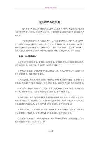 仓库部门员工绩效考核方案