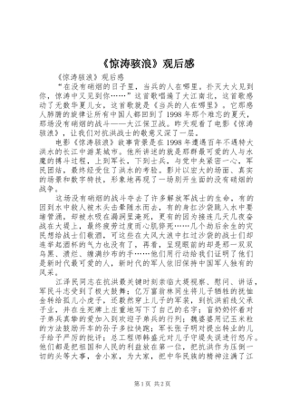 《惊涛骇浪》观后感 