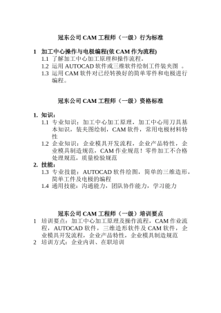 冠东公司CAM工程师行为标准