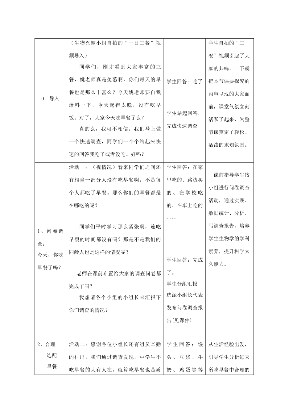 七年级生物上册 3.5.1《饮食与营养》教案1 （新版）苏科版-（新版）苏科版初中七年级上册生物教案_第2页