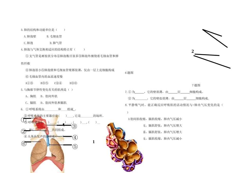 七年级生物下册 第一节 人体与外界的气体交换教案 济南版_第2页