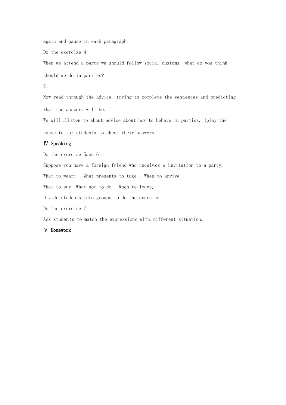 高中英语 Unit3 Lesson 2 Parties教案 北师大版必修1_第2页