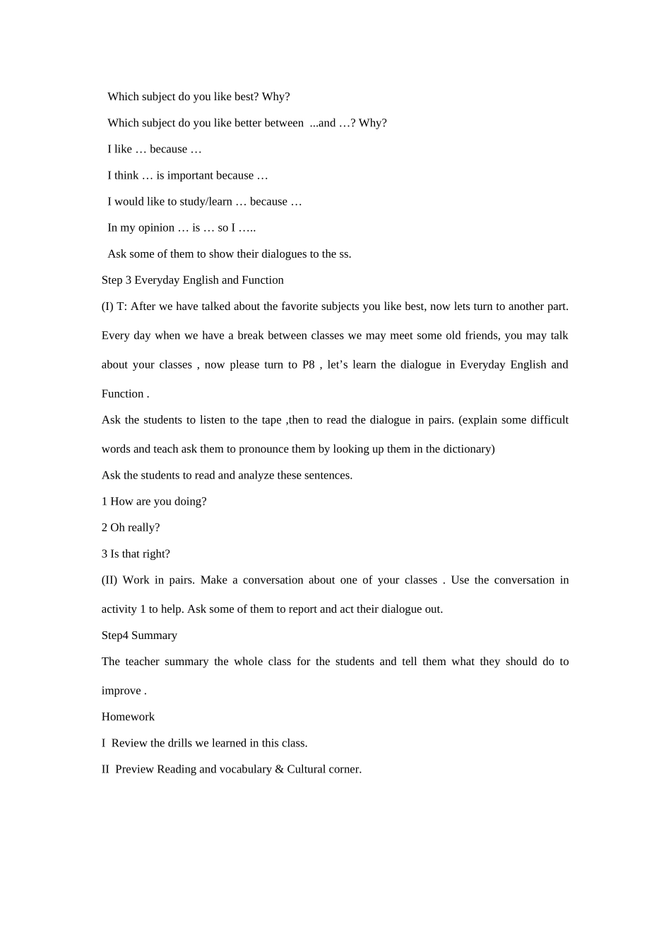 高中英语 Module 1 My First Day at SeniorPeriod 1教案 外研版必修1-外研版高一必修1英语教案_第3页