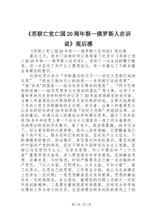 《苏联亡党亡国20周年祭—俄罗斯人在诉说》观后感 (5)