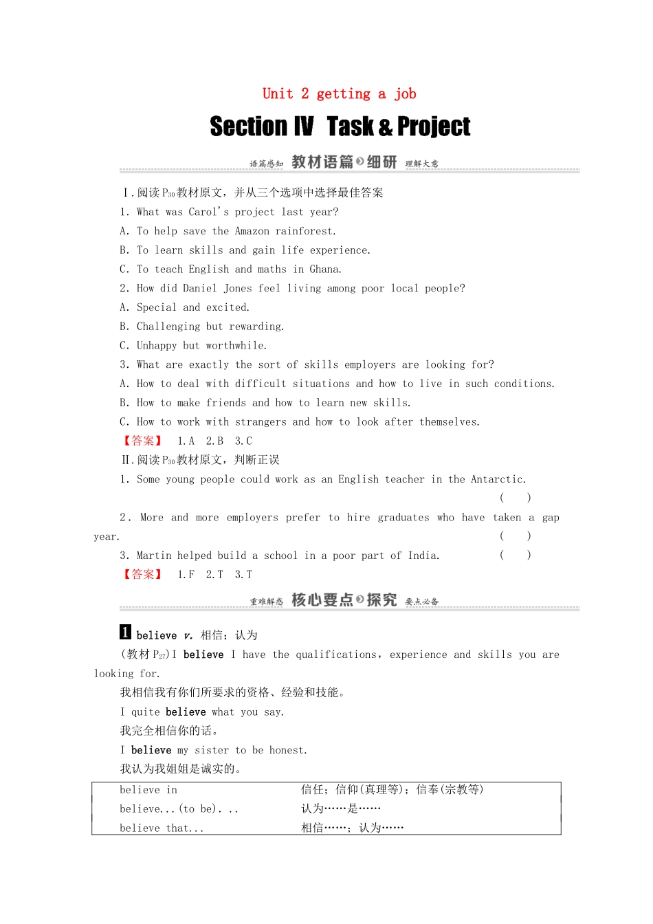 高中英语 Unit 2 getting a job Section Ⅳ Task  Project（教师用书）教案 牛津译林版选修11-牛津版高三选修11英语教案_第1页