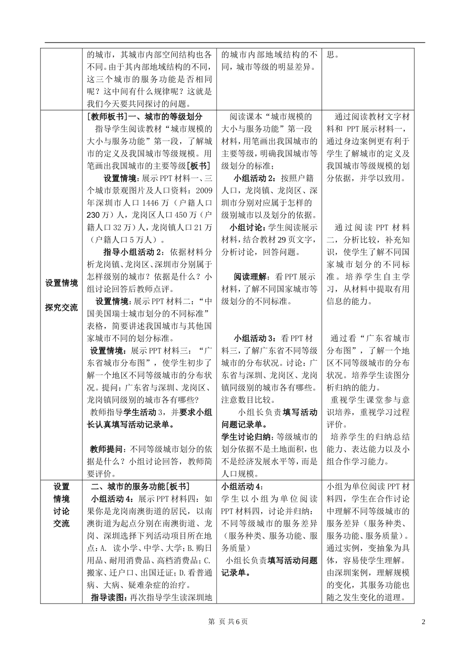 高中地理 不同规模城市服务功能的差异教学设计 中图版必修2_第3页
