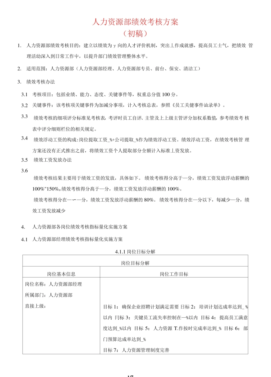 人力资源部绩效考核方案_第1页