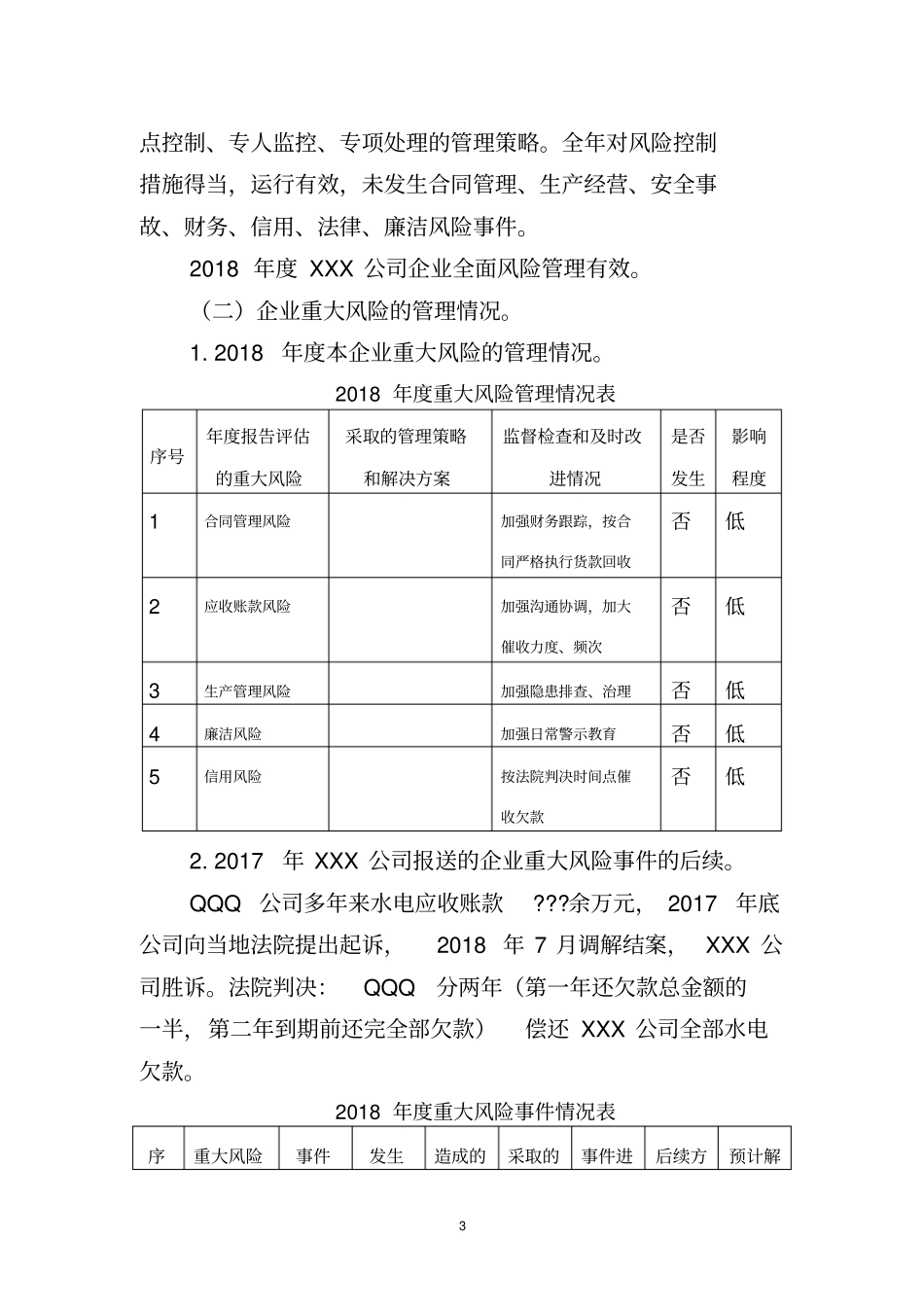 (完整版)2019年度XXX公司全面风险管理报告_第3页