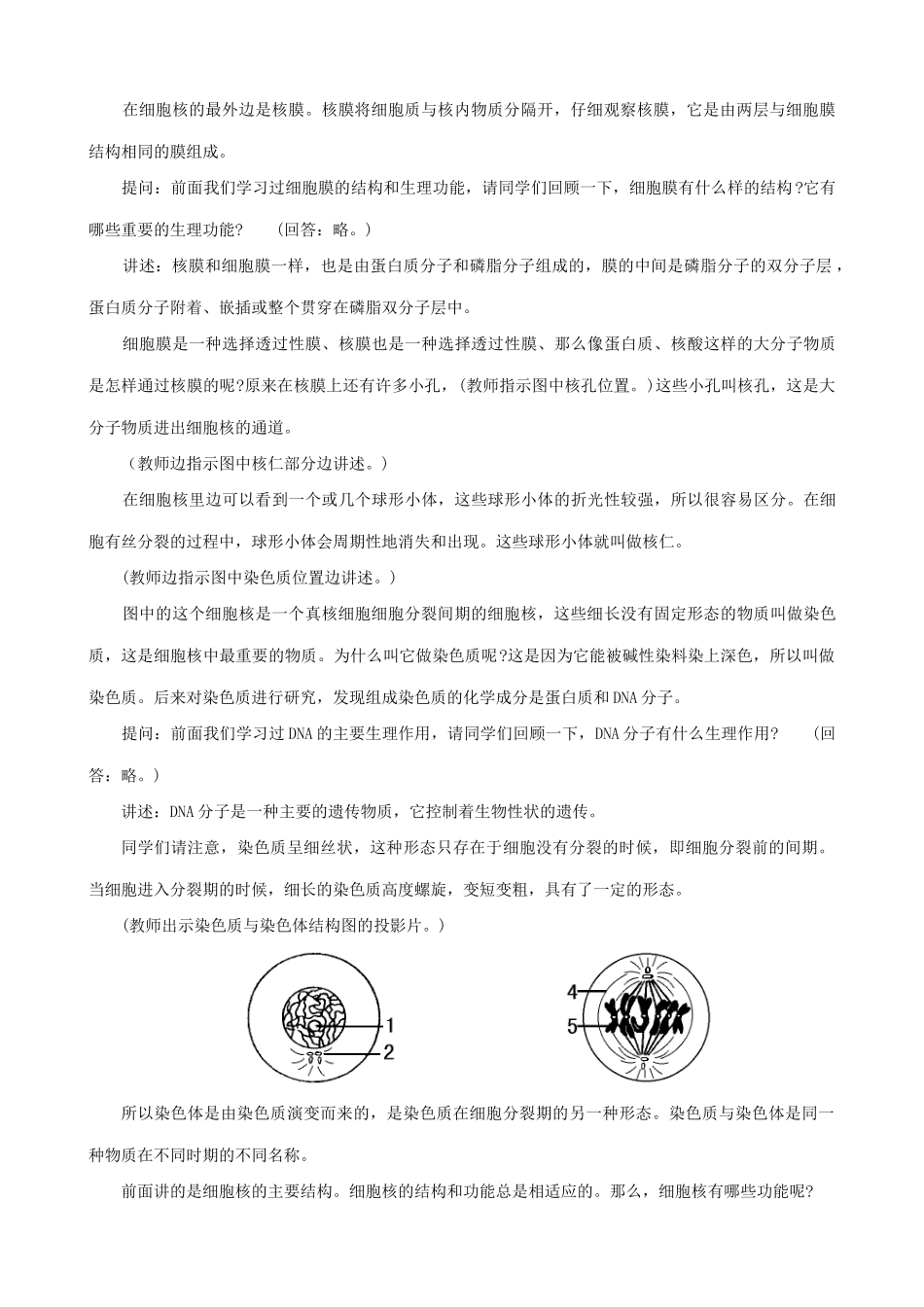高中生物细胞核的结构和功能教案 人教版 必修1_第3页