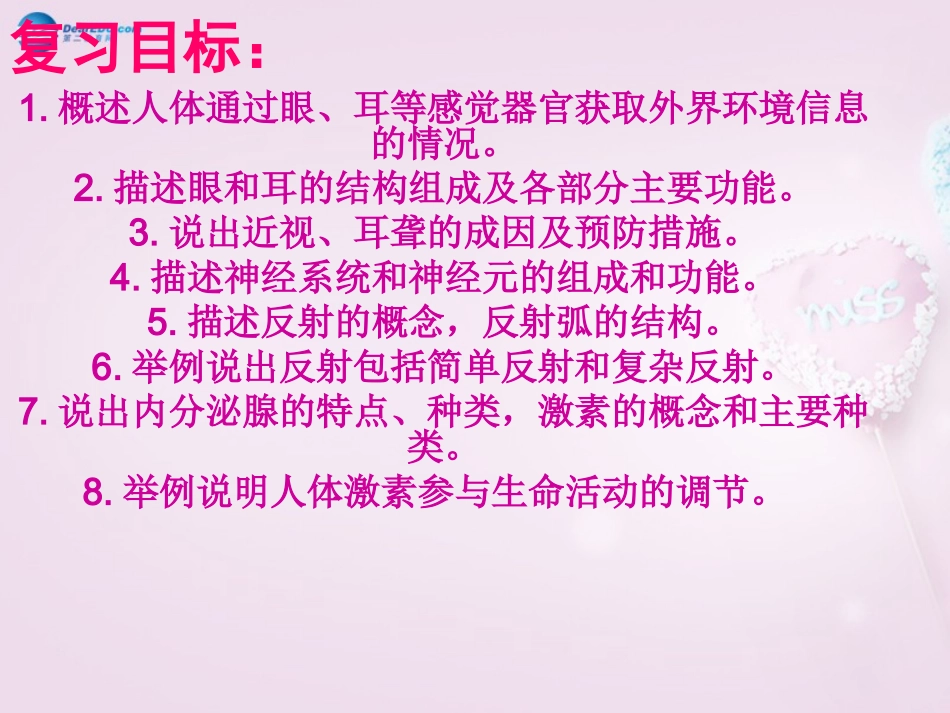 山东省泰安新泰市七年级生物下册 第六章 人体生命活动的调解复习课件 新人教版_第2页