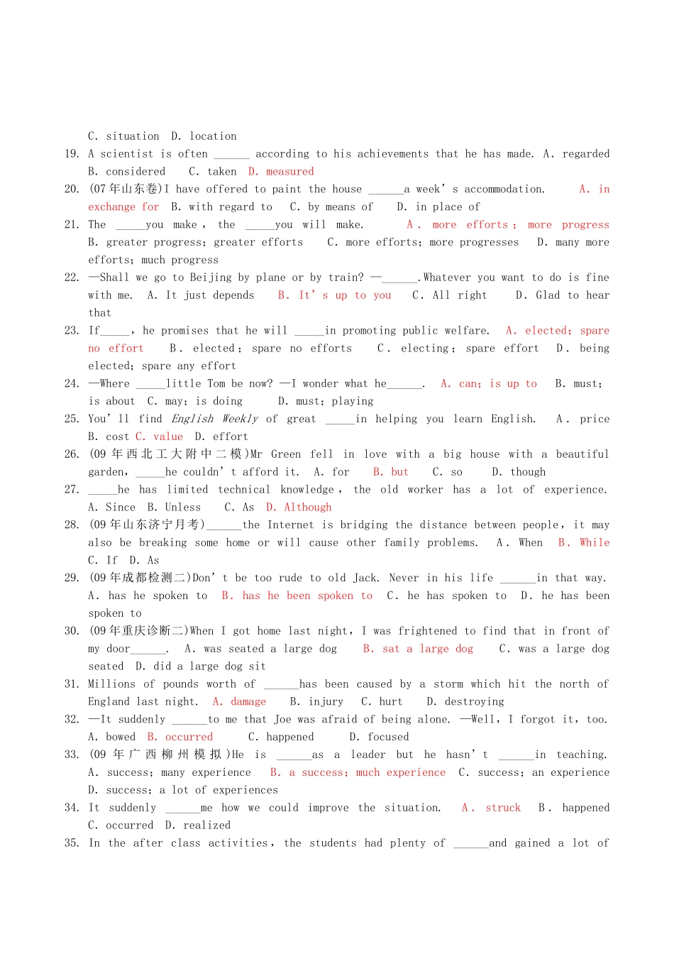 高中英语 Module1-6复习题教案 外研版必修3_第2页