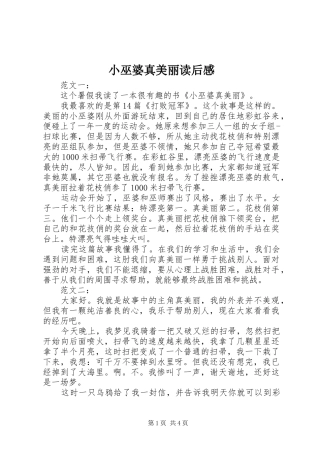 小巫婆真美丽读后感 