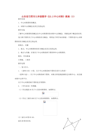山东省日照市九年级数学《23.2中心对称》教案（3）