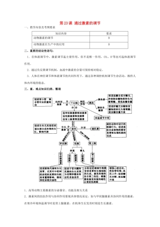 高中生物 第23课 动物激素的调节教案 新人教版必修3
