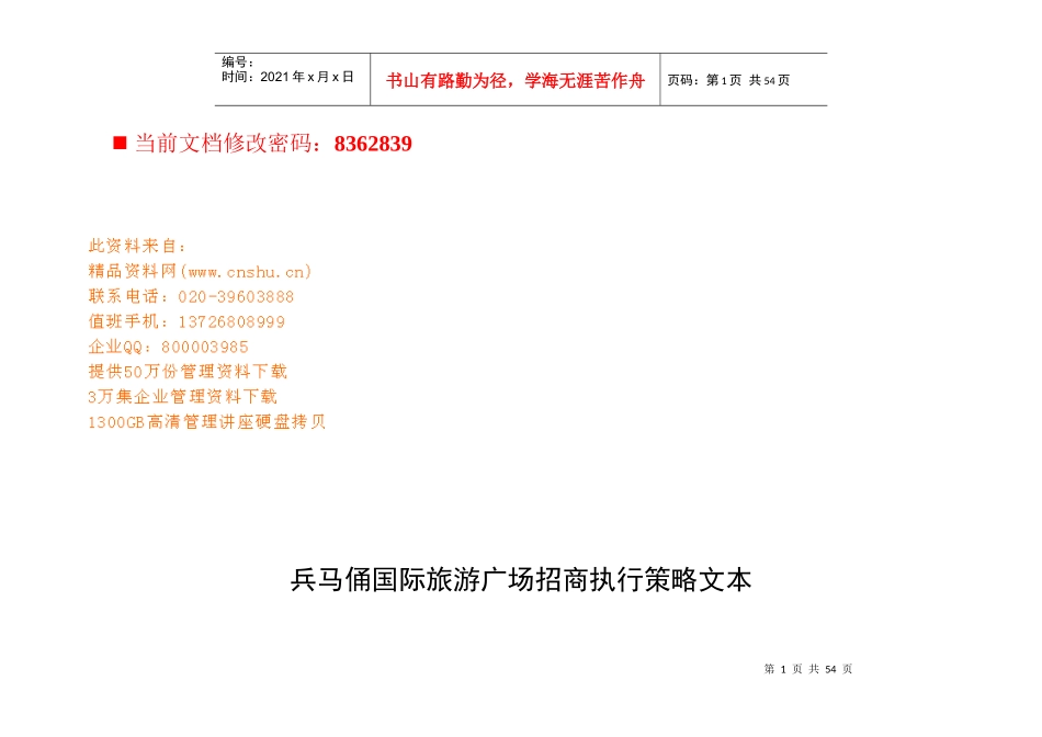 兵马俑国际旅游广场招商执行策略(doc 41页)_第1页