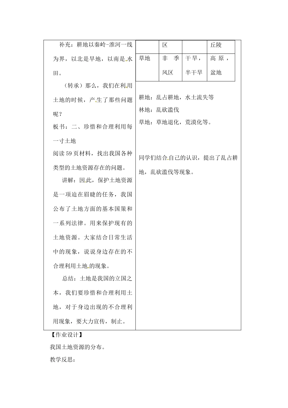 辽宁省丹东七中八年级地理上册 第三单元《第2课 土地资源》教案 人教新课标版_第2页