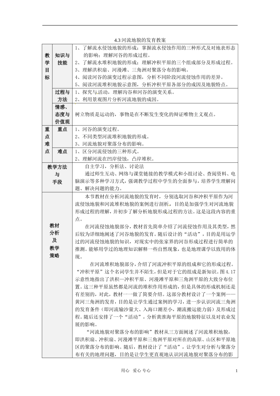 高中地理 4.3《河流地貌的发育》教案 新人教版必修1_第1页