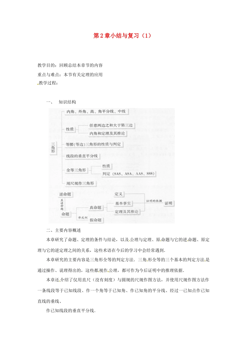 山东省胶南湖南省益阳市六中八年级数学上册 第2章小结与复习教案（1） （新版）湘教版_第1页