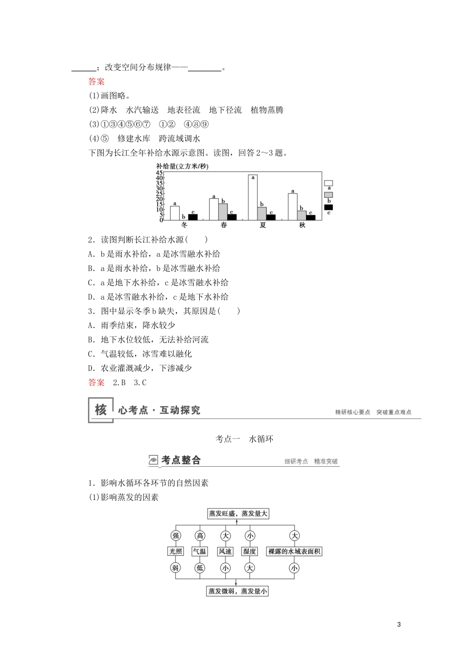 （山东专用）高考地理一轮总复习 第3章 地球上的水 第一讲 自然界的水循环教案（含解析）鲁教版-鲁教版高三全册地理教案_第3页