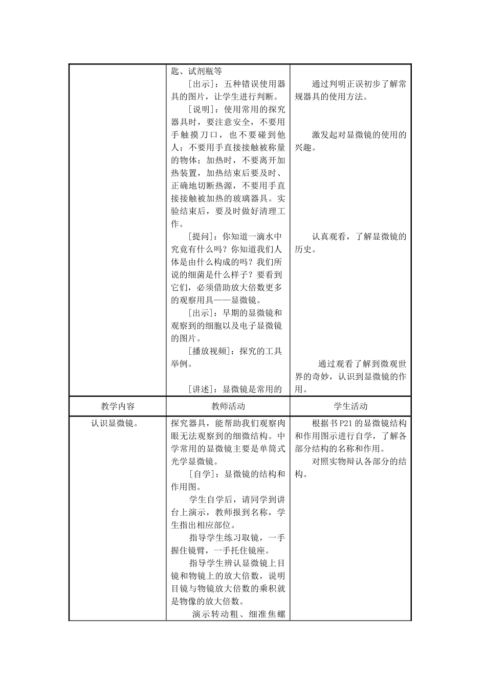 七年级生物上册《探索生命的器具》教案苏教版_第2页
