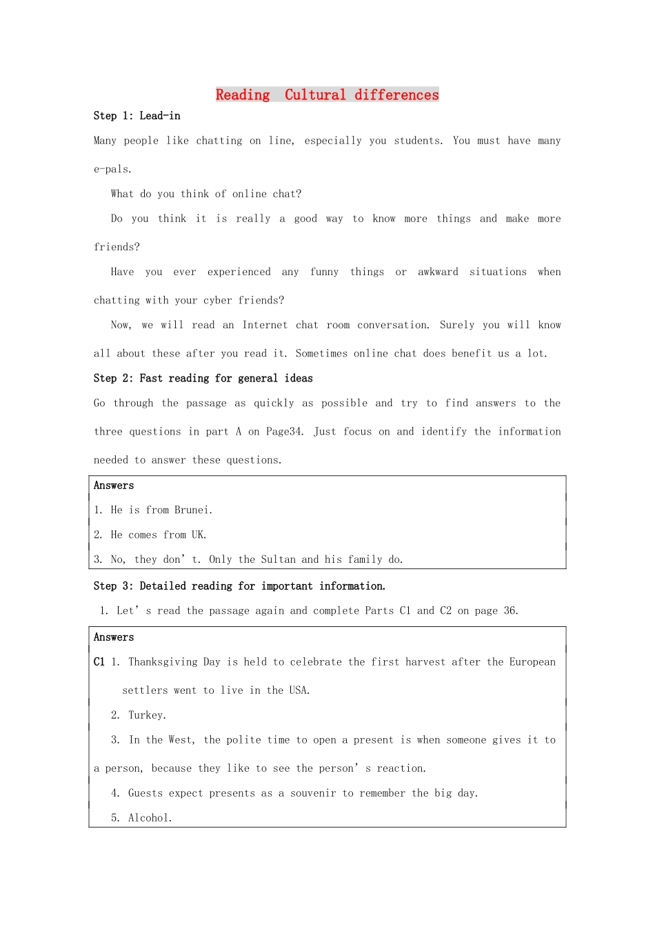高中英语 Unit 3《understanding each ohter-reading》教案1 牛津译林版选修6_第1页