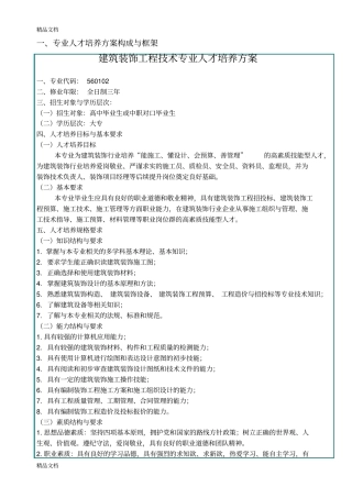 (整理)建筑装饰工程技术专业人才培养方案