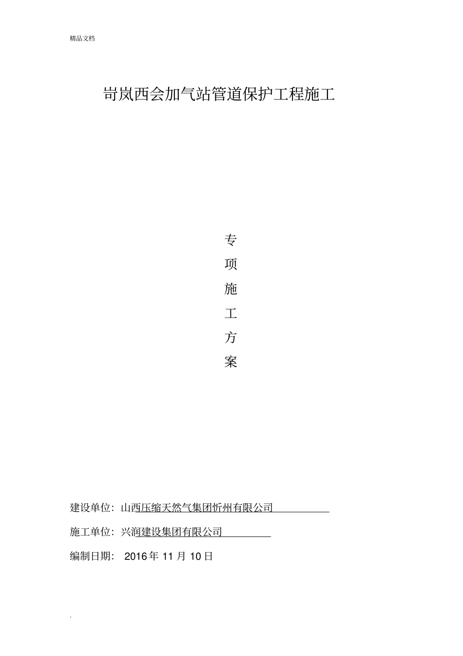 天然气管道保护专项方案模板_第1页