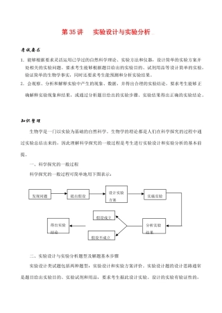 高考生物第一轮系列讲座 第35讲  实验设计与实验分析
