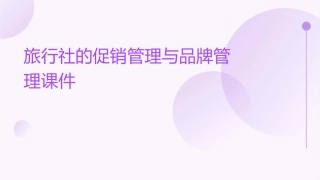 旅行社的促销管理与品牌管理课件
