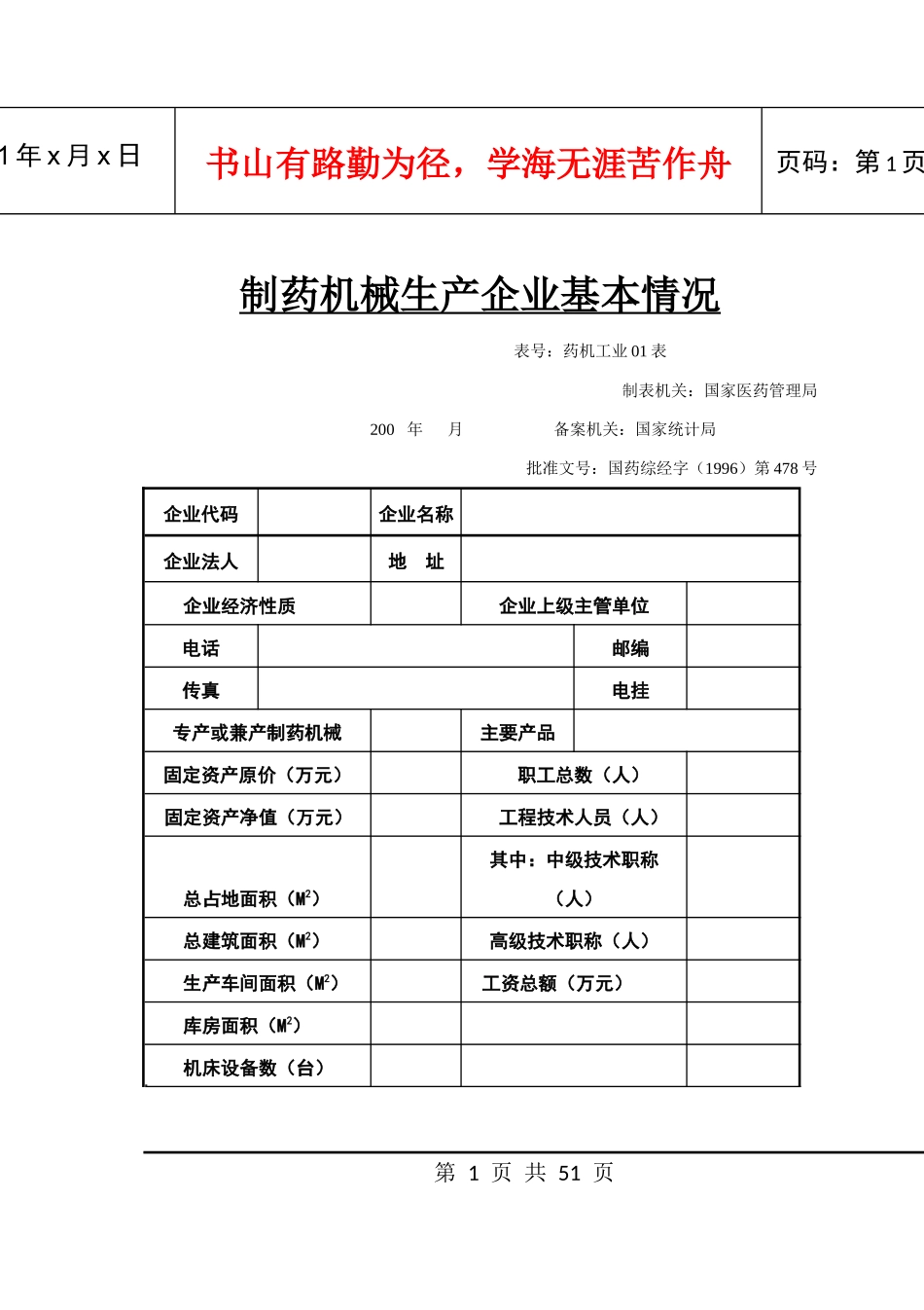 制药机械生产企业主要经济指标月报_第1页