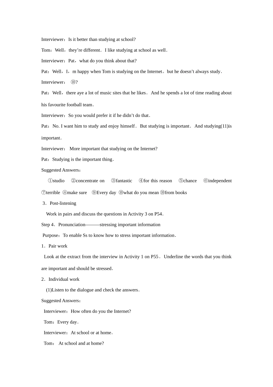 高中英语 Module 6 Teaching plan-Period 3 Listening and Vocabulary，Pronunciation，Grammar 2教案 外研版必修1-外研版高一必修1英语教案_第3页