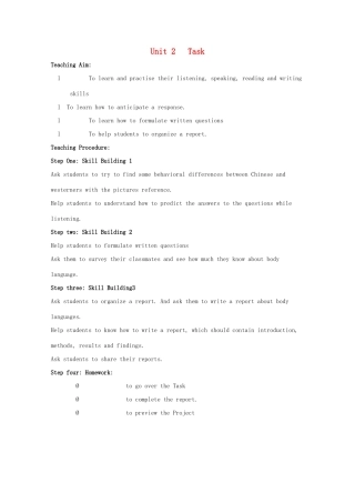 高中英语 Unit2language-task教案 牛津译林版必修3