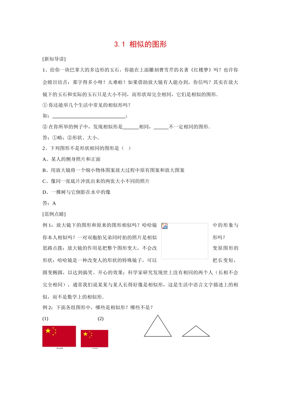 九年级数学上册3.1 相似的图形2教案湘教版_第1页