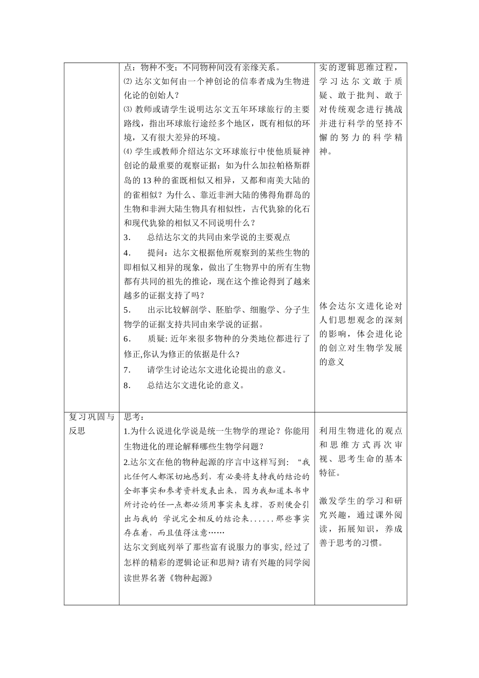 高中生物：5.1《生物的多样性、统一性和进化》教案（1）浙科版必修2_第3页