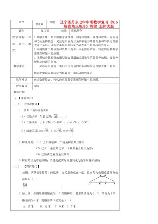 辽宁省丹东七中中考数学复习《9.5解直角三角形》教案 北师大版